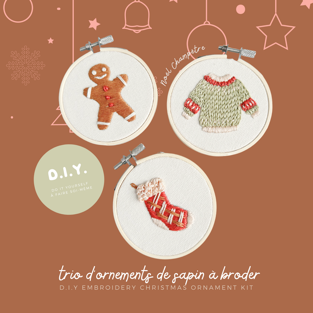 Ensemble de broderie - Trio Noël Champêtre